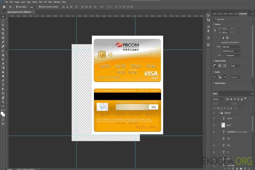 Carte visa or de la Banque des communications des Philippines template Carte visa or de la Banque des communications des Philippines template
